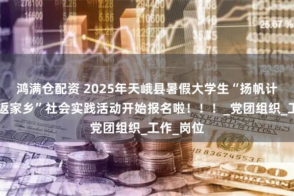 鸿满仓配资 2025年天峨县暑假大学生“扬帆计划”暨“返家乡”社会实践活动开始报名啦！！！_党团组织_工作_岗位