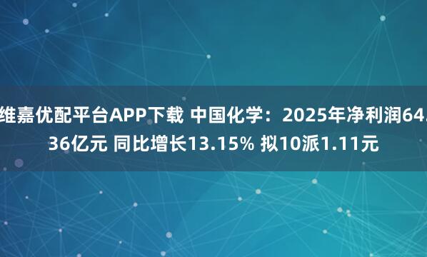 维嘉优配平台APP下载 中国化学：2025年净利润64.36亿元 同比增长13.15% 拟10派1.11元